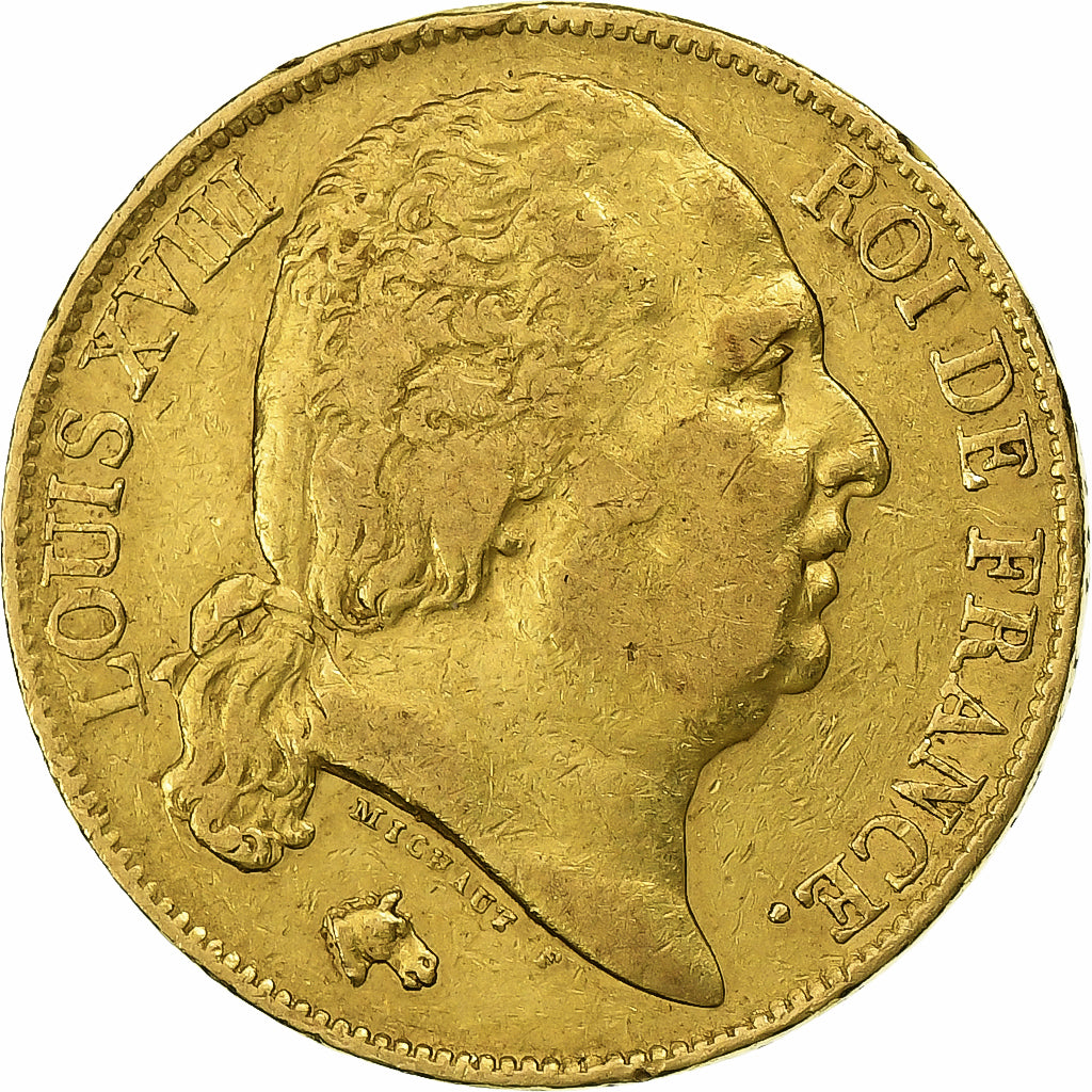 Francia, Louis XVIII, 20 Francs, 1817, Paris, Oro, MB+, Gadoury:1028, Le