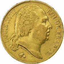Francia, Louis XVIII, 20 Francs, 1817, Paris, Oro, MB+, Gadoury:1028, Le