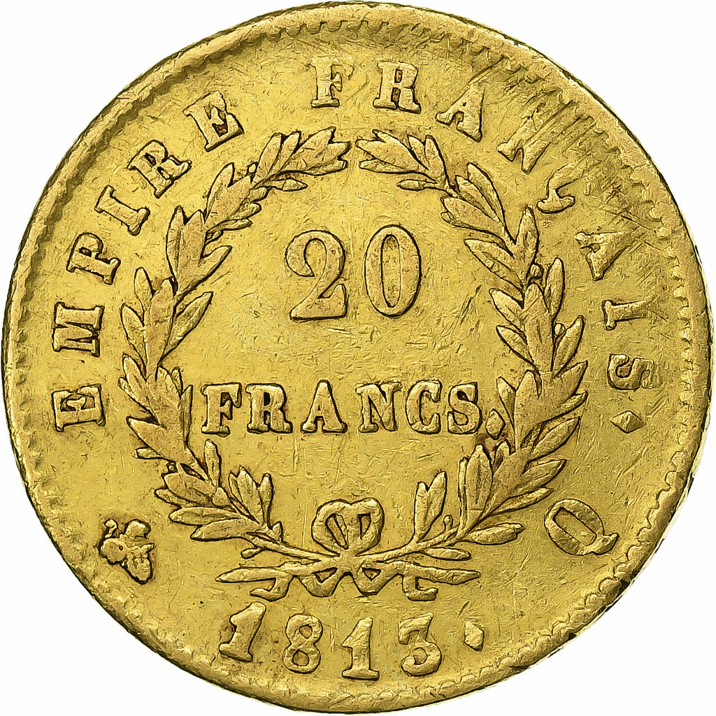 France, 20 Francs, Napoléon I, 1813, Perpignan, Gold, VF(30-35), Le
