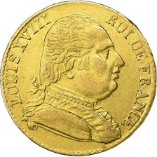 France, Louis XVIII, 20 Francs, 1815, London, Gold, EF(40-45), Gadoury:1027, Le