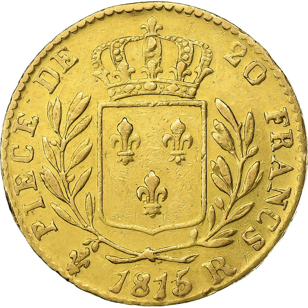 France, Louis XVIII, 20 Francs, 1815, London, Gold, EF(40-45), Gadoury:1027, Le