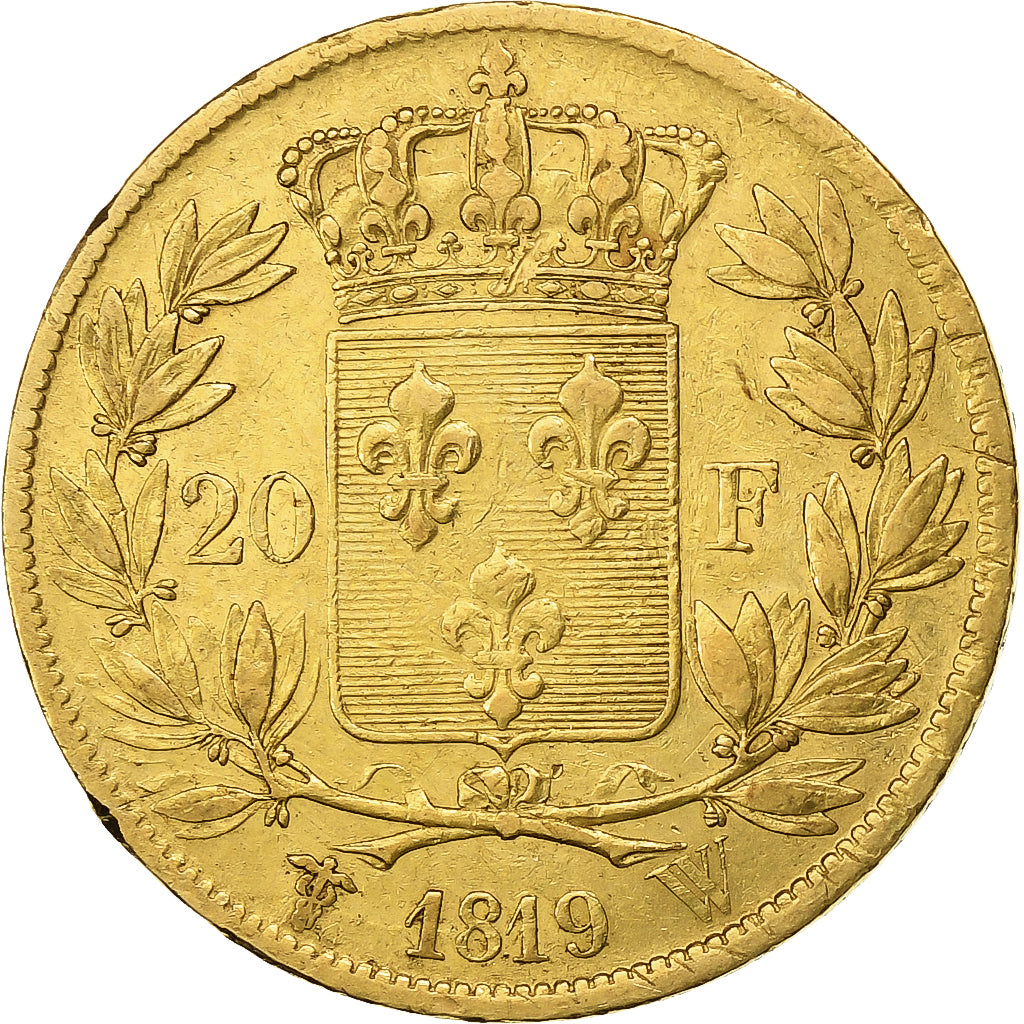 France, Louis XVIII, 20 Francs, 1819, Lille, Or, TTB, Gadoury:1028, KM:712.9