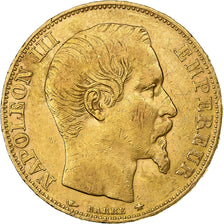 Francja, 20 Francs, Napoléon III, 1855, Strasbourg, Tête de chien, Złoto