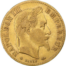 França, Napoleon III, 10 Francs, 1866, Paris, Dourado, EF(40-45), Gadoury:1015