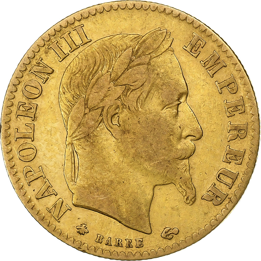 França, Napoleon III, 10 Francs, 1868, Paris, Dourado, EF(40-45), Gadoury:1015