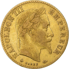 França, Napoleon III, 10 Francs, 1868, Paris, Dourado, EF(40-45), Gadoury:1015