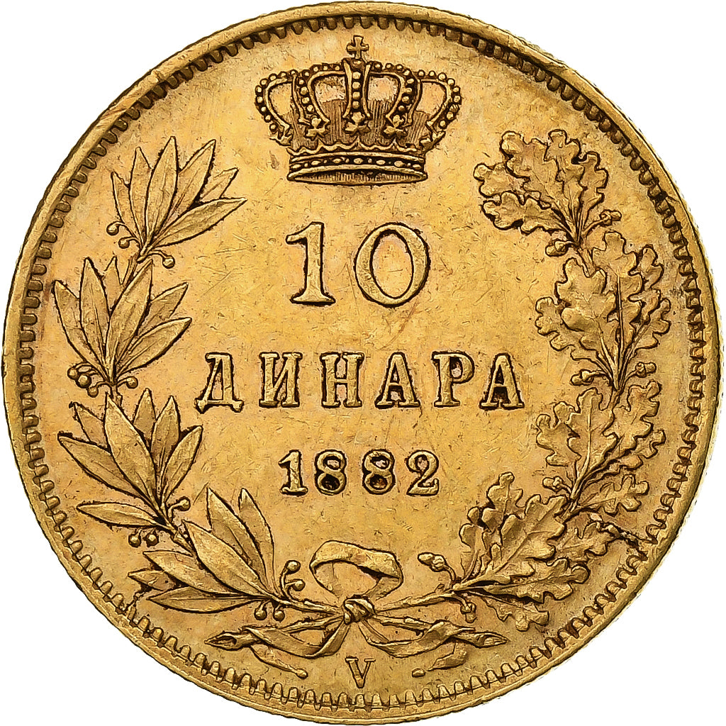 Serbie, Milan I, 10 Dinara, 1882, Or, TTB+, KM:16