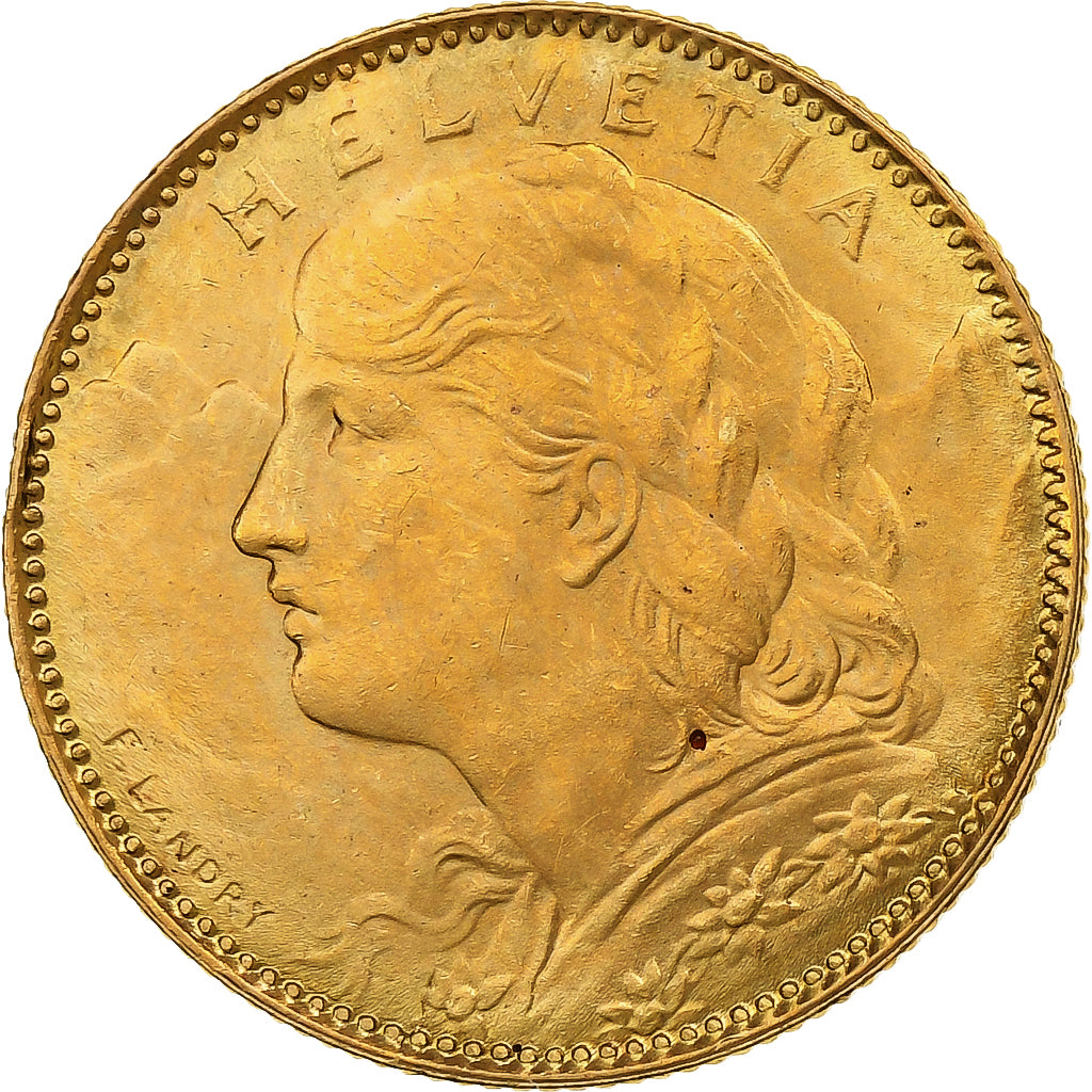 Switzerland, 10 Francs, 1922, Bern, Gold, MS(63), KM:36