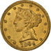 United States, $5, Half Eagle, Coronet Head, 1894, New Orleans, Gold, AU(50-53)