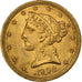 USA, $5, Half Eagle, Coronet Head, 1908, Philadelphia, Złoto, AU(55-58), KM:101