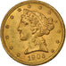 United States, $5, Half Eagle, Coronet Head, 1906, Philadelphia, Gold
