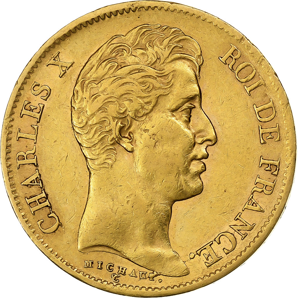 Francja, 40 Francs, Charles X, 1830, Paris, Złoto, EF(40-45), Gadoury:1105