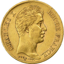 Francja, 40 Francs, Charles X, 1830, Paris, Złoto, EF(40-45), Gadoury:1105
