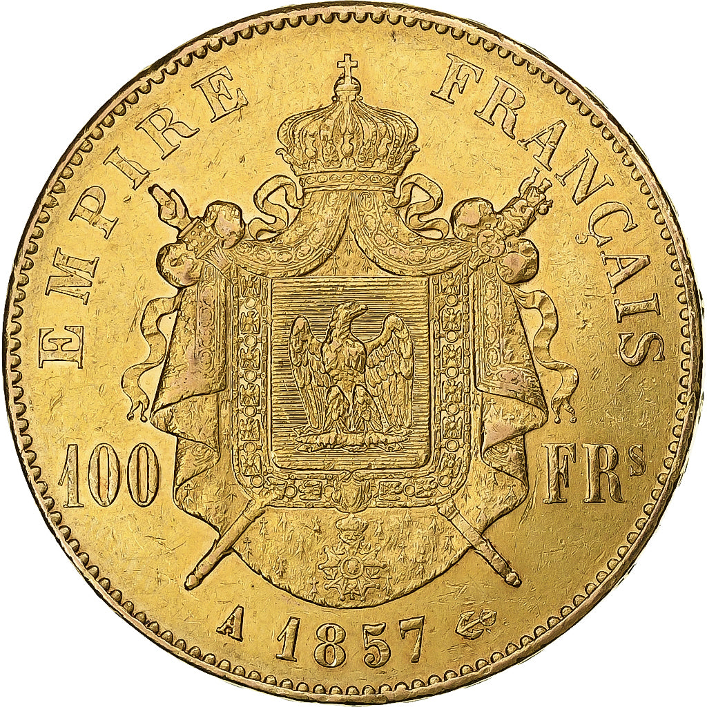 Francja, Napoleon III, 100 Francs, 1857, Paris, Złoto, EF(40-45), Gadoury:1135