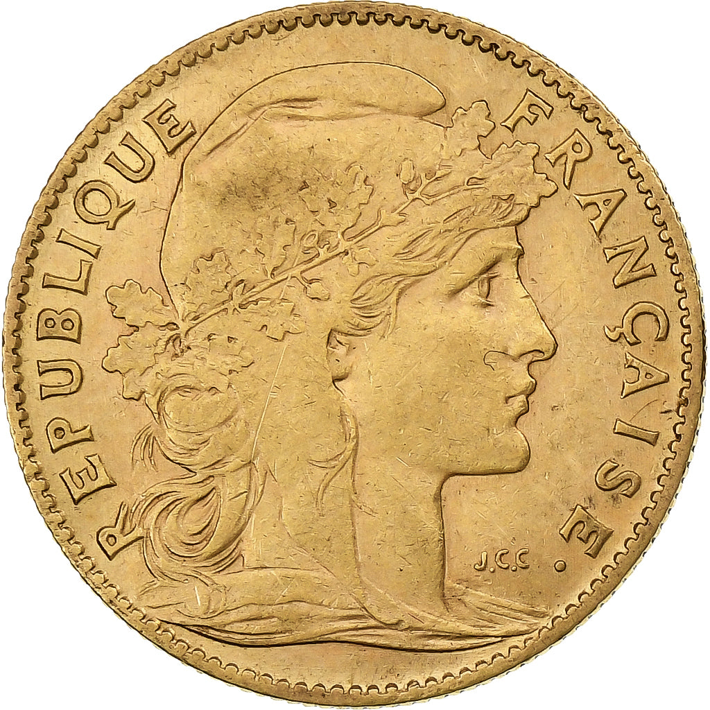 França, 10 Francs, Marianne, 1906, Paris, Dourado, EF(40-45), Gadoury:1017