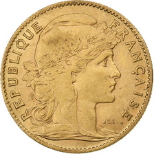 França, 10 Francs, Marianne, 1906, Paris, Dourado, EF(40-45), Gadoury:1017