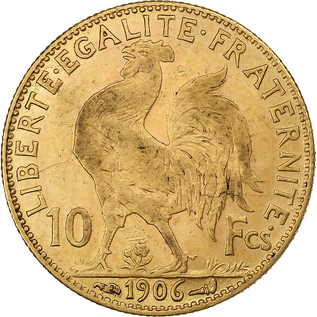 França, 10 Francs, Marianne, 1906, Paris, Dourado, EF(40-45), Gadoury:1017
