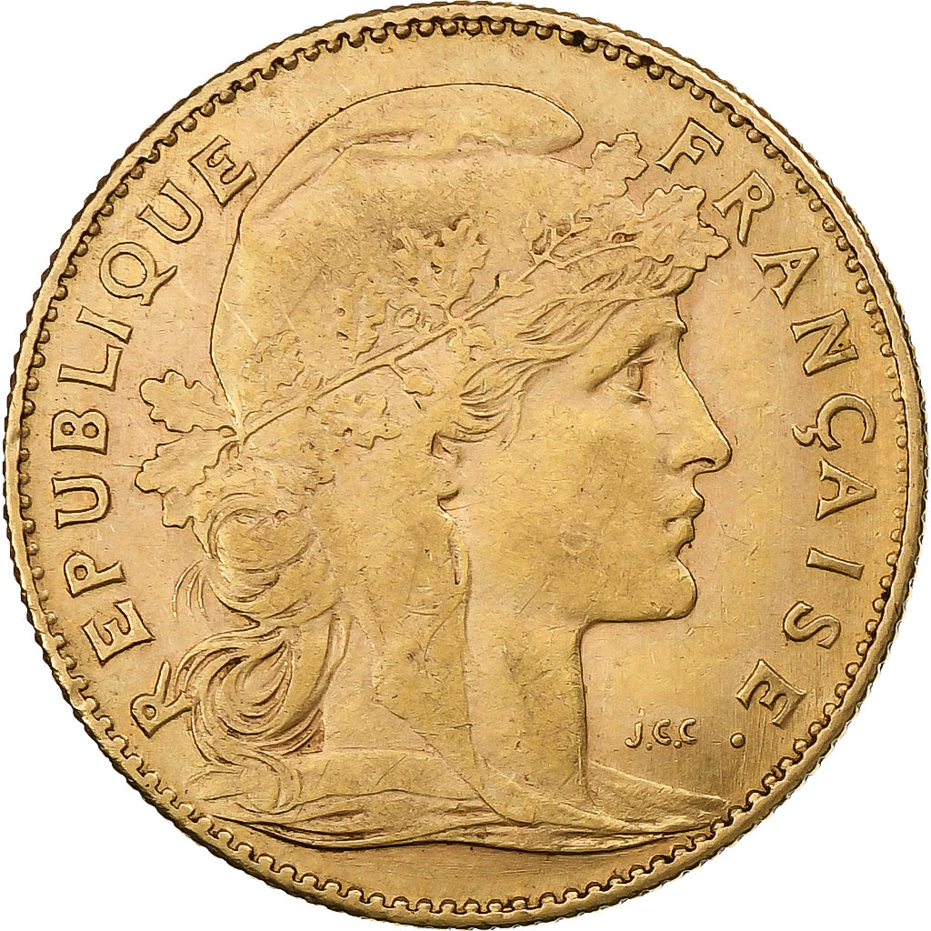 Francja, 10 Francs, Marianne, 1910, Paris, Złoto, EF(40-45), Gadoury:1017