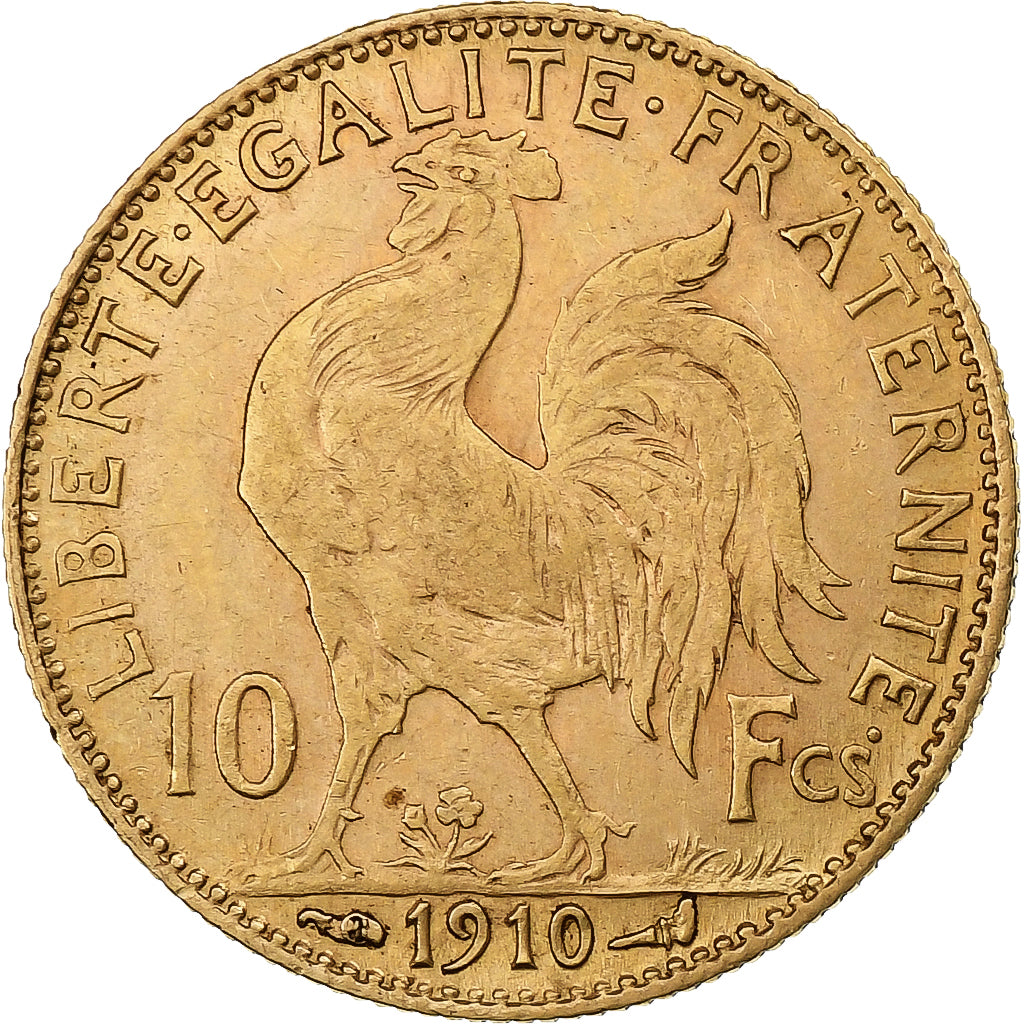 Francja, 10 Francs, Marianne, 1910, Paris, Złoto, EF(40-45), Gadoury:1017