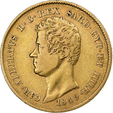 États italiens, SARDINIA, Carlo Alberto, 20 Lire, 1849, Genoa, Or, TB+