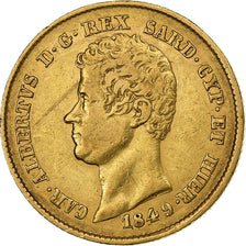 DEPARTAMENTY WŁOSKIE, SARDINIA, Carlo Alberto, 20 Lire, 1849, Torino, Złoto