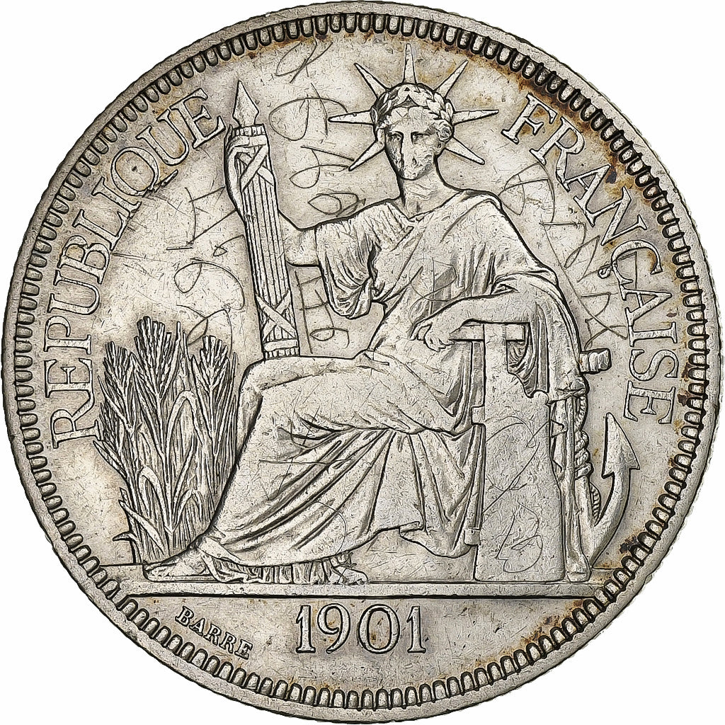Französisch Indochina, Piastre, 1901, Paris, Silber, SS, Lecompte:284, KM:5a.1