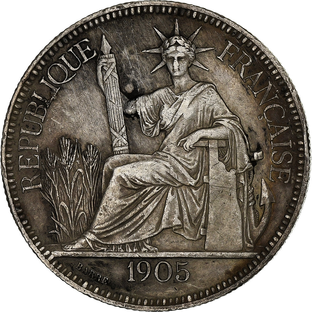 Französisch Indochina, Piastre, 1905, Paris, Silber, SS, Lecompte:288, KM:5a.1