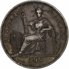FRENCH INDO-CHINA, Piastre, 1906, Paris, Silver, EF(40-45), Lecompte:289