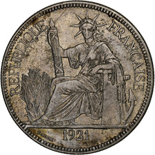 FRENCH INDO-CHINA, Piastre, 1921, San Francisco, Silver, EF(40-45)