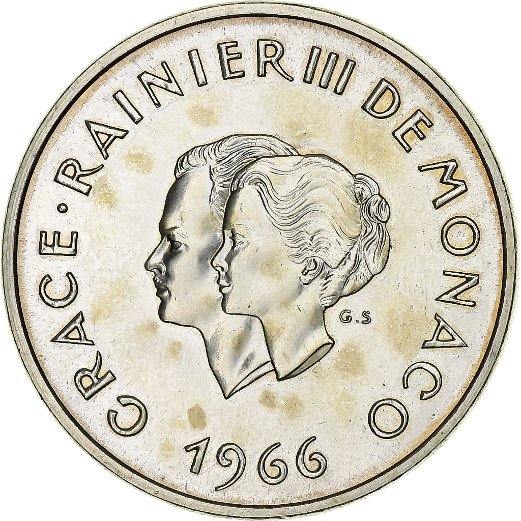 Monaco, 10 Francs, 1966, Monnaie de Paris, Silber, VZ, Gadoury:MC 154, KM:M1