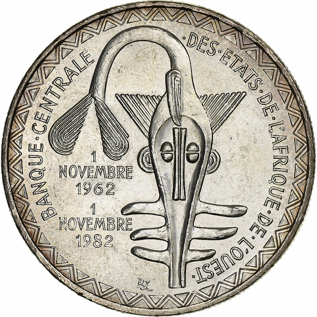 West African States, 5000 Francs, 1982, Silver, AU(55-58), KM:11