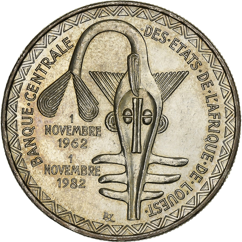 West African States, 5000 Francs, 1982, Silver, AU(55-58), KM:11