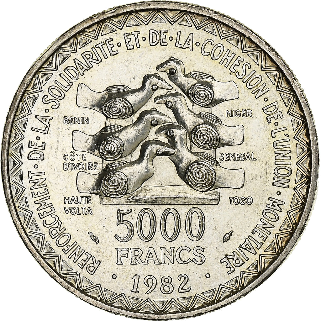 Stati dell'Africa occidentale, 5000 Francs, 1982, Argento, SPL-, KM:11