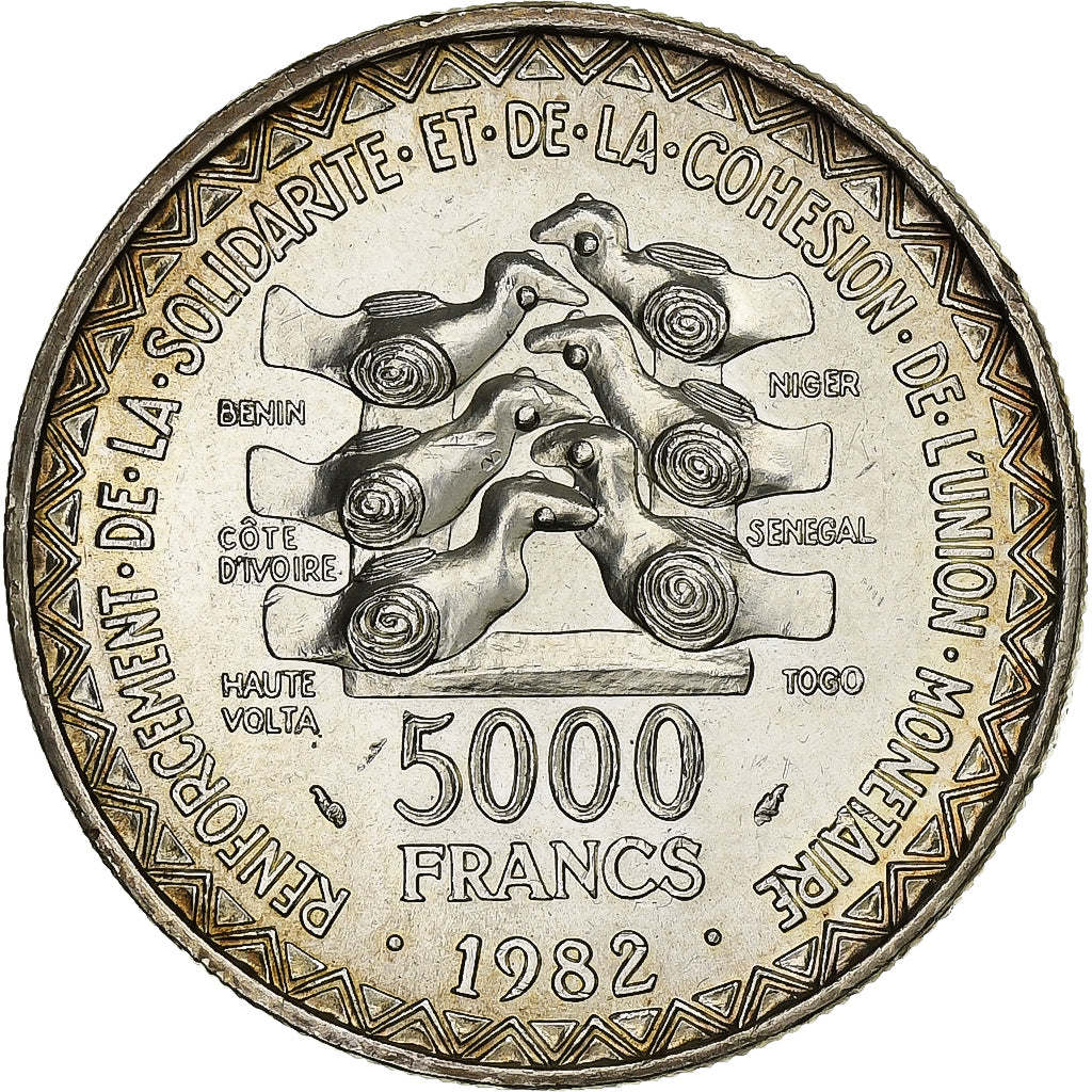 Stati dell'Africa occidentale, 5000 Francs, 1982, Argento, SPL, KM:11