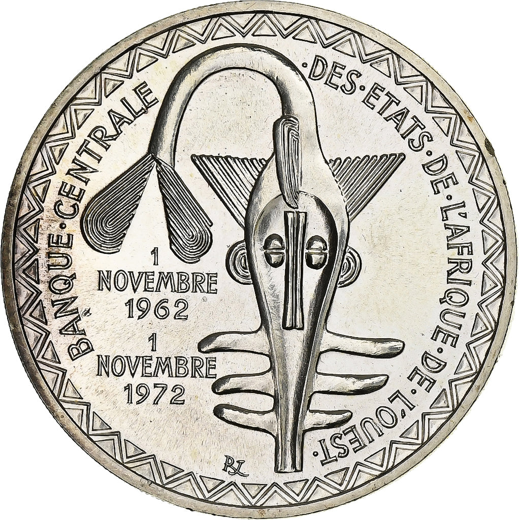 West African States, 5000 Francs, 1982, Silver, MS(64), KM:11