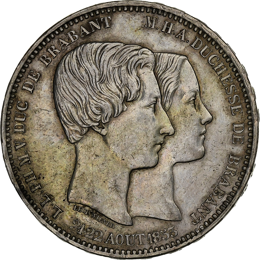 Belgio, Leopold I, 5 Francs, 1853, Argento, BB+, KM:2.1