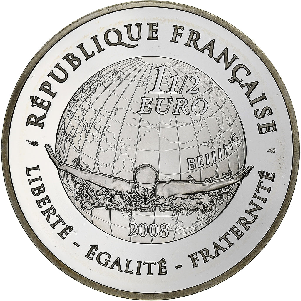 France, 1-1/2 Euro, Monnaie de Paris, Jeux d'Eté Natation, Proof, 2008, Paris