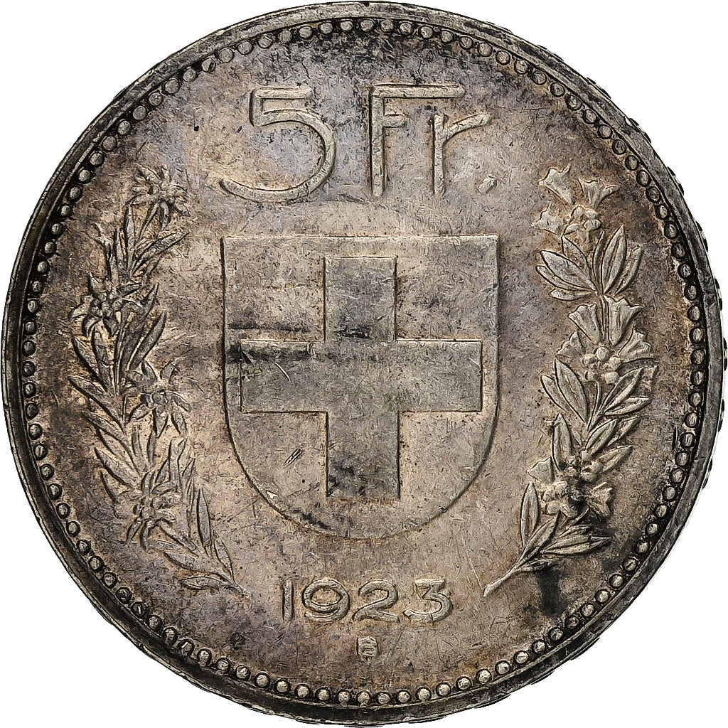Suíça, 5 Francs, 1923, Bern, Prata, EF(40-45), KM:37