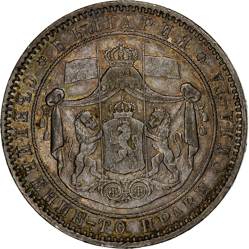Bulgaria, Alexander  I, 5 Leva, 1885, Silver, EF(40-45), KM:7