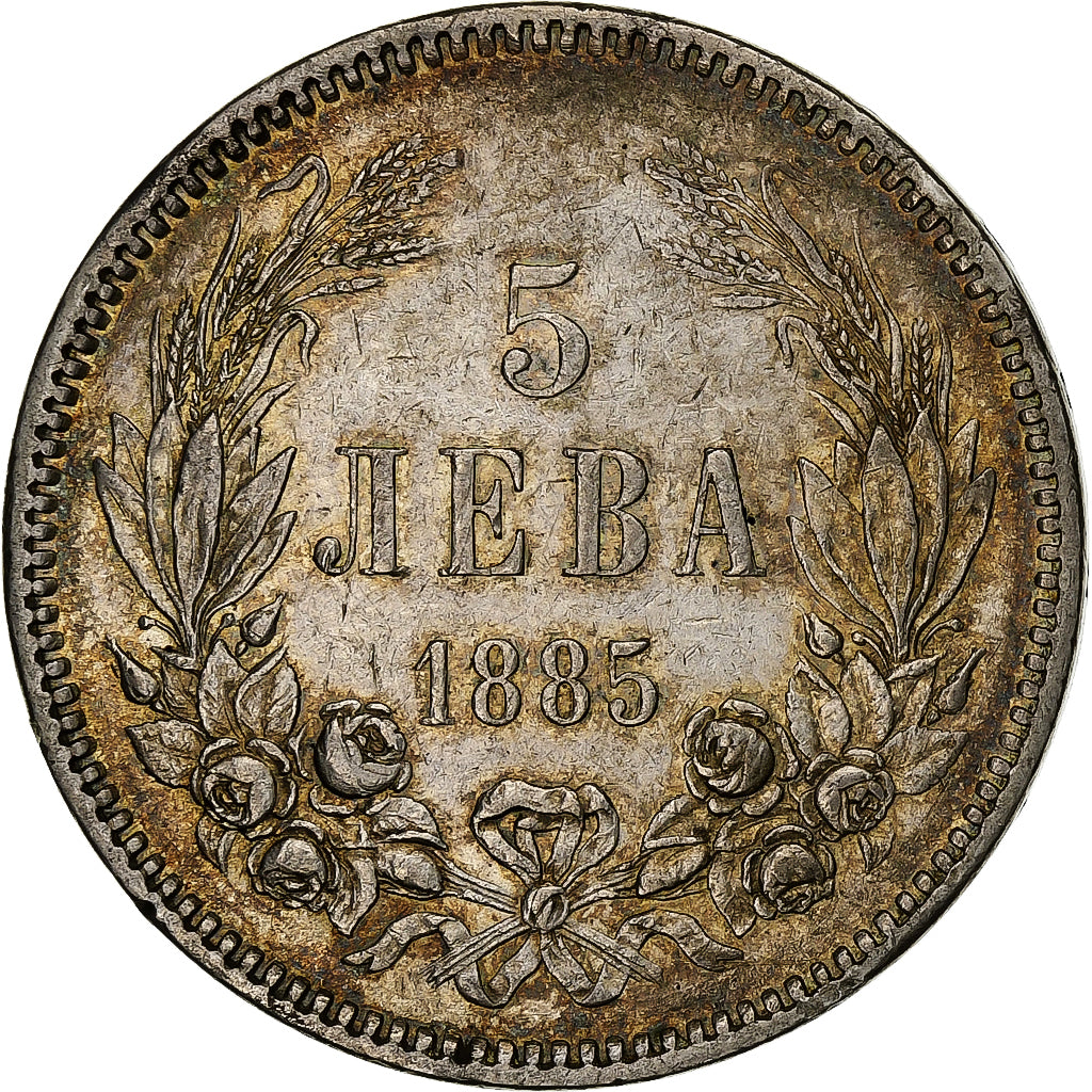 Bulgaria, Alexander  I, 5 Leva, 1885, Silver, EF(40-45), KM:7
