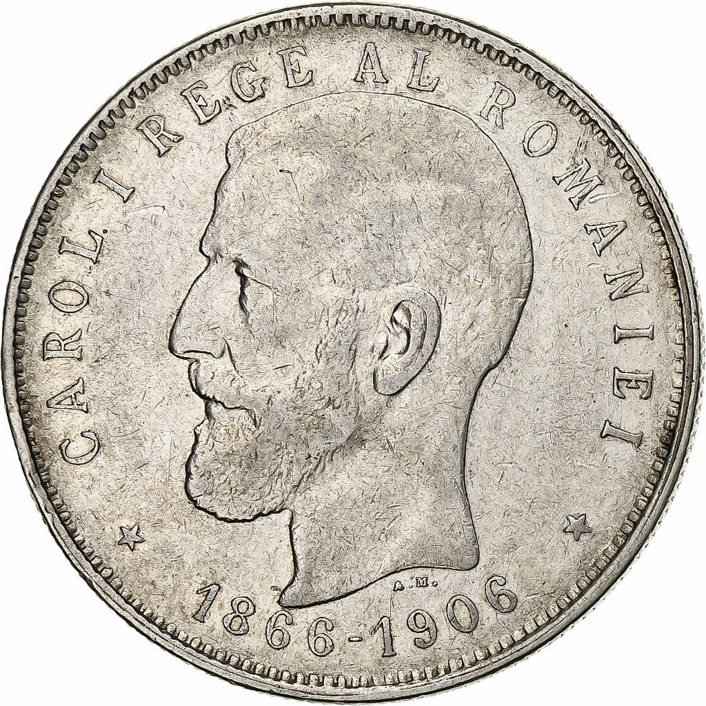 Romania, Carol I, 5 Lei, 1906, Silver, VF(30-35), KM:35