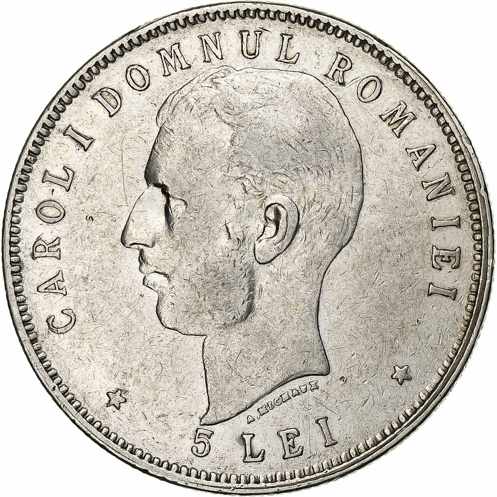 Romania, Carol I, 5 Lei, 1906, Silver, VF(30-35), KM:35