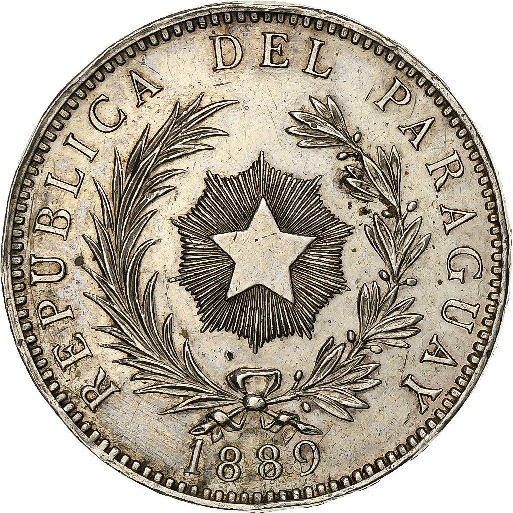 Paraguay, Peso, 1889, Plata, MBC, KM:5