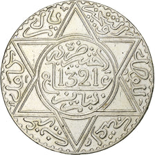 Morocco, 'Abd al-Aziz, Rial, 10 Dirhams, 1903/AH1321, Paris, Silver, EF(40-45)
