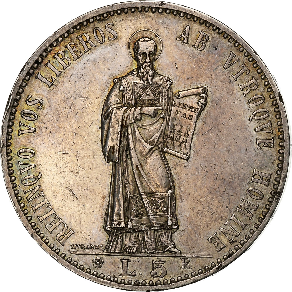 San Marino, 5 Lire, 1898, Rome, Silver, AU(50-53), KM:6