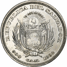 El Salvador, Peso, Colon, 1892, Central American Mint, Srebro, AU(50-53), KM:114