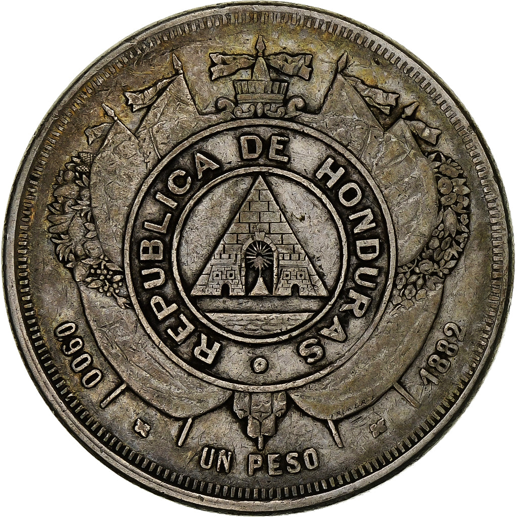 Honduras, Peso, 1882, Silver, EF(40-45), KM:47