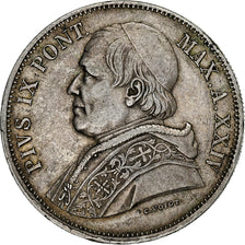 ITALIAN STATES, PAPAL STATES, Pius IX, 5 Lire, 1870, Rome, Silver, EF(40-45)