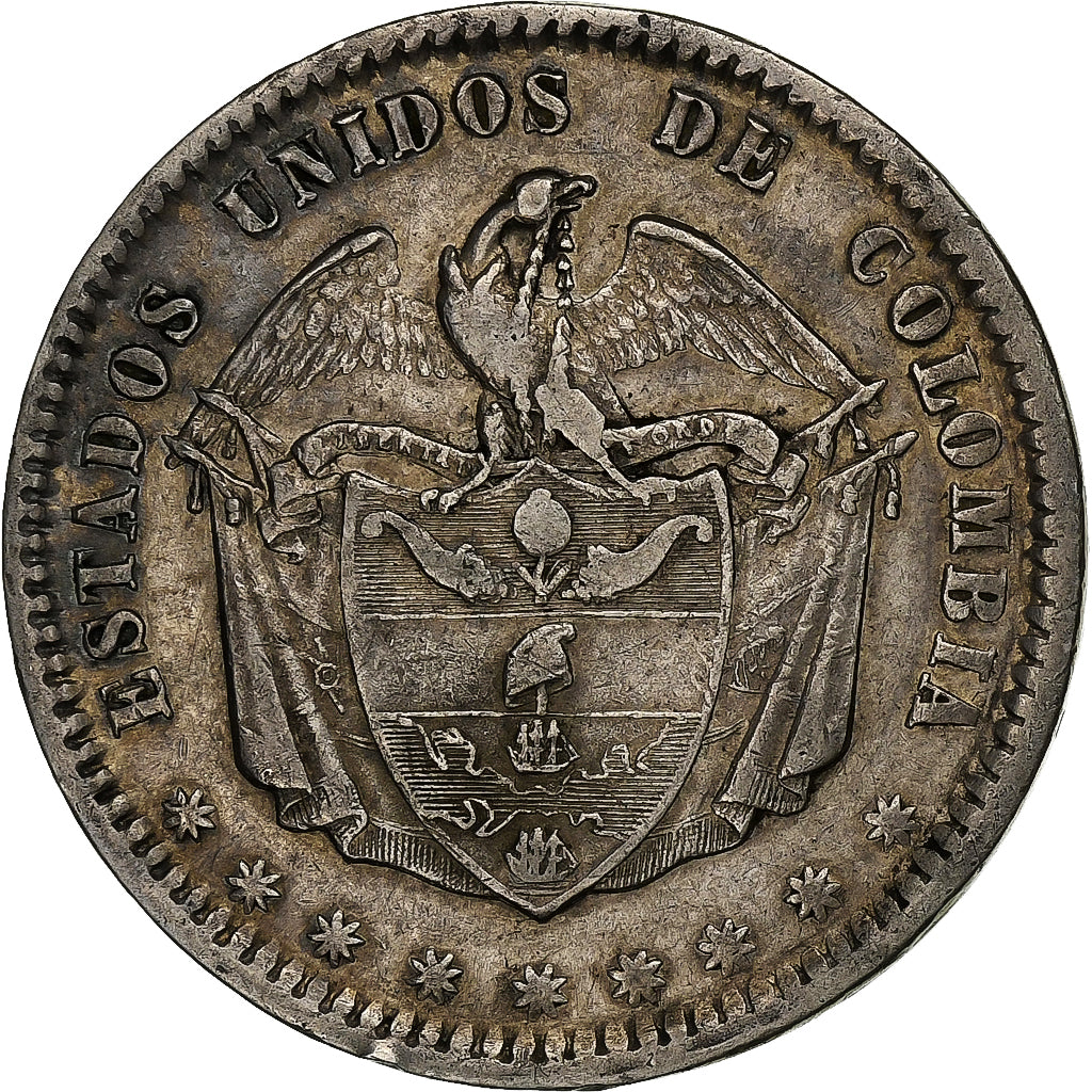 Colombia, Peso, 1864, Bogota, Srebro, EF(40-45), KM:139.1