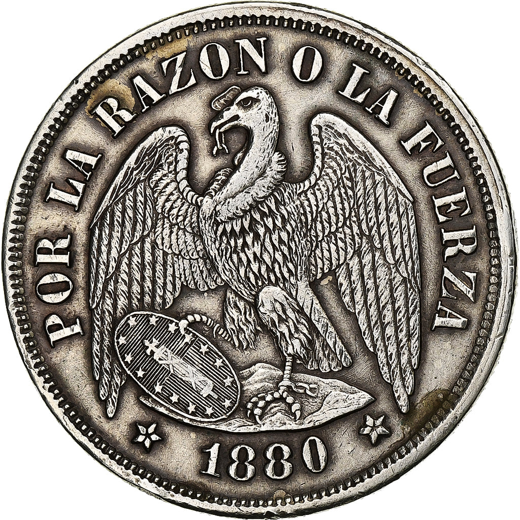 Chile, Peso, 1880, Silver, EF(40-45), KM:142.1